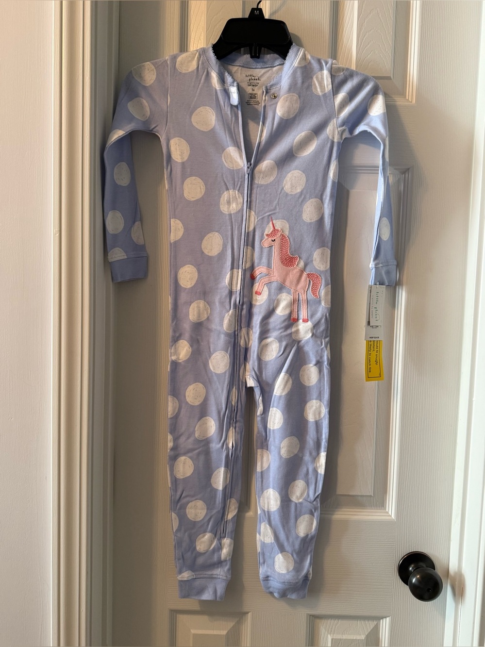 Little Planet Light Blue Polka Dot Unicorn Footed One-Piece